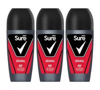 Sure Antiperspirant Roll On Original 48H Sweat and Odour Protection Roll On with Citrusy, Spicy and Woody Scent Deodorant for Men, 50ml Pack of 3