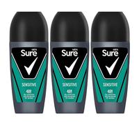 Sure Antiperspirant Roll On Sensitive 48H Sweat and Odour Protection Roll On with Sandalwood, Patchouli and Vanilla Fragrance Deodorant for Men, 50ml Pack of 3