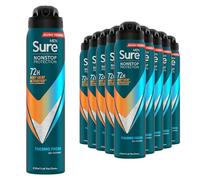 Sure Antiperspirant Thermo Fresh 72H Nonstop Sweat and Odour Protection Alcohol-Free Body Spray with Fresh and Sporty Scent Deodorant for Men, 250ml Pack of 12