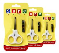 Sure Baby Childrens Kids Mini Manicure Pedicure Safety Scissors & Nail Clippers Set - Triple Pack