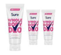 Sure Deodorant Cream Wild Rose, Pack of 3, Whole Body Deodorant for Women Aluminium Free Deo Cream with Fresh and Floral Fragrance Provides 48-Hour Odour Control, 75 ml