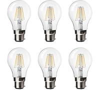 Sure Energy 6W B22 GLS LED Classic Filament Bulb Bayonet Cap 3000K, 600 Lumens, Beam Angle 300°, CRI 80, IC Driver, 25000H Life Time, PF 0.5, Energy Saving LED Bulbs (Pack of 6)