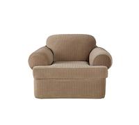 Sure Fit Stretch Pinstripe 2-Piece - Chair Slipcover - Taupe (SF37184)