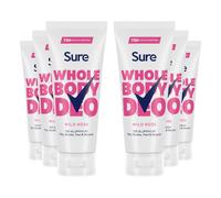 Sure Deodorant Cream Wild Rose, Pack of 6, Whole Body Deodorant for Women Aluminium Free Deo Cream with Fresh and Floral Fragrance Provides 48-Hour Odour Control, 75 ml