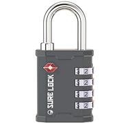 SURE LOCK TSA Accepted 4 Dig Heavy Duty Big Combination Luggage Padlock All Metal Travel Lock for Equipment Hard Case Luggage Gun Case Gym Locker Pelican Vault Lock (1, Grey)
