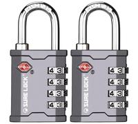 Sure Lock TSA Accepted 4 Dig Heavy Duty Big Combination Luggage Padlock All Metal Travel Lock for Equipment Hard Case Luggage Gun Case Gym Locker Pelican Vault Lock (2, Grey)