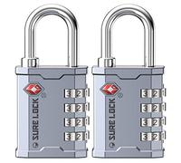 SURE LOCK TSA Accepted Combination Luggage Padlock for Gun Cases, Transporting Equipment Cases in Trade Show, Music and Medical Industries (2, Silver)