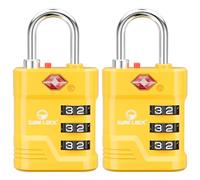 SURE LOCK TSA Approved Luggage Lock - 3-Digit Resettable Combination Padlock with Open Alert Red Dot, Large Easy-Read Dials for Suitcases, Backpacks, Gym & School Lockers(Yellow 2 pk)