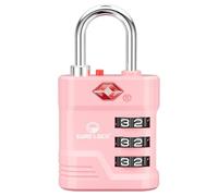 SURE LOCK TSA Approved Luggage Lock - 3-Digit Resettable Combination Padlock with Open Alert Red Dot, Large Easy-Read Dials for Suitcases, Backpacks, Gym & School Lockers(Pink 1 pk)