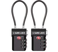 Sure Lock TSA Approved Luggage Locks, Open Alert, Easy Read Dials, Travel Luggage Locks for Suitcase, Baggage Locks, Black 2 Pack, OneSize