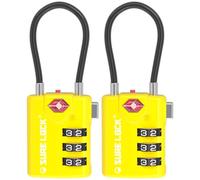 SURE LOCK TSA Approved Luggage Locks with Open Alert Indicator, 3 Digit Combination Cable Travel Lock for Suitcase, Backpack, Gym Locker, Toolbox & Travel Bag, YELLOW 1 PACK, Modern