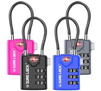 Sure Lock TSA Compatible Travel Luggage Locks, Inspection Indicator, Easy Read Dials TSA Approved with Zinc Alloy Four Colour