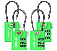 SURE LOCK TSA Compatible Travel Luggage Locks, Inspection Indicator, Easy Read Dials TSA Approved with Zinc Alloy … Green 4 Pack