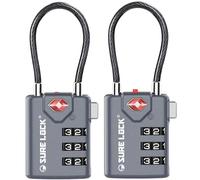 SURE LOCK TSA Compatible Travel Luggage Locks, Inspection Indicator, Easy Read Dials TSA Approved with Zinc Alloy, Grey 2 Pack, Earnest