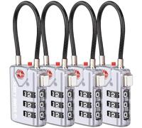 SURE LOCK TSA Compatible Travel Luggage Locks, Inspection Indicator, Easy Read Dials TSA Approved with Zinc Alloy, Grey 4 Pack, L, Earnest