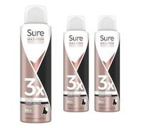Sure Maximum Protection Anti Perspirant Deodorant Spray Inivisible, Pack of 3, Deodorant for Women 96-Hour Odour and Sweat Protection with Anti-White Mark and Yellow Stain Formula, 150ml