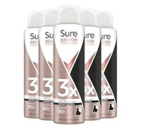 Sure Maximum Protection Anti Perspirant Deodorant Spray Inivisible, Pack of 5, Deodorant for Women 96-Hour Odour and Sweat Protection with Anti-White Mark and Yellow Stain Formula, 150ml