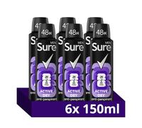 Men Active Dry Anti-perspirant Deodorant Aerosol 48h protection anti-perspirant deodorant spray for effective sweat and odour protection 6x 150 ml