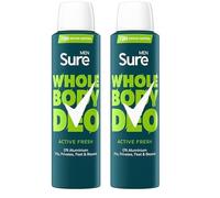 Sure Men Active Fresh Whole Body Deodorant Men's Deodorant Spray with a herbal, citrus & woody fragrance for 72 hour odour control 150 ml (Pack of 2)