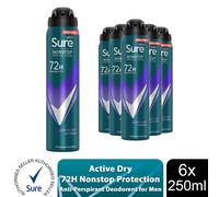 (Active Dry - 6 PK) Sure Men AP Deodorant 72H Nonstop Protection 250ml