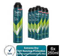 Sure Men Anti-perspirant 72H Nonstop Protection Extreme Dry Deodorant, 6x250ml