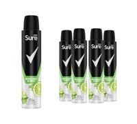 Sure Men Anti Perspirant Deodorant Bergamot & Mint, Pack of 5, Alcohol Free Deodorant Spray for Men with energising scent Provides 48-Hour Odour Control, 200ml
