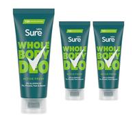 Sure Men Deodorant Cream Active Fresh, Pack of 3, Whole Body Deodorant for Men Aluminium Free Deo Cream with Aromatic Herbal, Citrus and Woody Scent Provides 72-Hour Odour Control, 75 ml