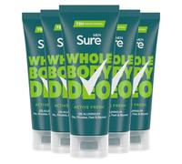 Sure Men Deodorant Cream Active Fresh, Pack of 5, Whole Body Deodorant for Men Aluminium Free Deo Cream with Aromatic Herbal, Citrus and Woody Scent Provides 72-Hour Odour Control, 75 ml