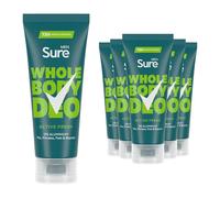 Sure Men Deodorant Cream Active Fresh, Pack of 6, Whole Body Deodorant for Men Aluminium Free Deo Cream with Aromatic Herbal, Citrus and Woody Scent Provides 72-Hour Odour Control, 75 ml