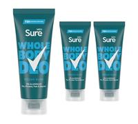 Sure Men Deodorant Cream Ocean Rush, Pack of 3, Whole Body Deodorant for Men Aluminium Free Deo Cream with Herbal and Woody Scent Provides 72-Hour Odour Control, 75 ml