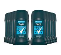 Sure Men Deodorant Stick Ocean Rush, Pack of 10, Whole Body Deodorant for Men Aluminium Free Deo Stick with Herbal and Woody Scent Provides 48-Hour Odour Control, 50 ml