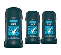 Sure Men Deodorant Stick Ocean Rush, Pack of 3, Whole Body Deodorant for Men Aluminium Free Deo Stick with Herbal and Woody Scent Provides 48-Hour Odour Control, 50 ml