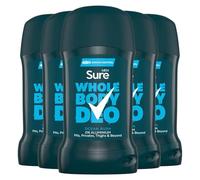 Sure Men Deodorant Stick Ocean Rush, Pack of 5, Whole Body Deodorant for Men Aluminium Free Deo Stick with Herbal and Woody Scent Provides 48-Hour Odour Control, 50 ml