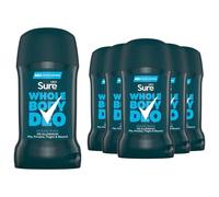 Sure Men Deodorant Stick Ocean Rush, Pack of 6, Whole Body Deodorant for Men Aluminium Free Deo Stick with Herbal and Woody Scent Provides 48-Hour Odour Control, 50 ml