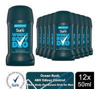 Sure Men Deodorant Stick Ocean Rush with 48Hrs of Odour Control 50ml, 12 Pack