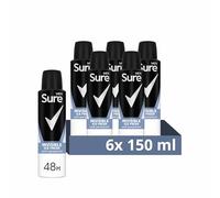 Sure Men Invisible Ice Fresh Anti-Perspirant Aerosol Men's Deodorant that protects against white marks and yellow stains for 48 hour protection against sweat and odour 6x 150 ml