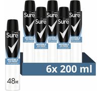 Sure Men Invisible Ice Fresh Anti Perspirant Aerosol Spray Deodorant Pack6x200ml
