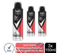 (Buy 6, Sport Active) Sure Men Anti-Perspirant Deodorant 150ml, 3 or 6Pk