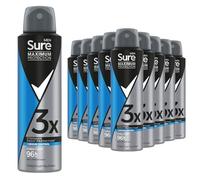 Sure Men Maximum Protection Anti Perspirant Deodorant Spray Cobalt Dry, Pack of 12, Alcohol Free Deodorant for Men 96-Hour Odour and Sweat Protection, 150ml