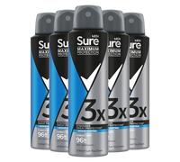 Sure Men Maximum Protection Anti Perspirant Deodorant Spray Cobalt Dry, Pack of 5, Alcohol Free Deodorant for Men 96-Hour Odour and Sweat Protection, 150ml