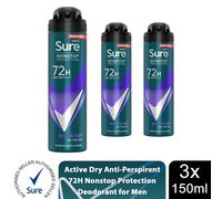 (Buy 6, Active Dry) Sure Men 72H Anti-Perspirant Deodorant 150ml