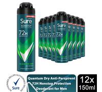 Sure Men Nonstop Protection 72H Antiperspirant Deodorant Quantum Dry 150ml, 12pk