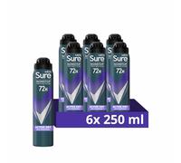 Sure Men Nonstop Protection Active Dry Deodorant Body Spray Antiperspirant withan energising scent & body heat activated technology for 72 hour odour and sweat protection 250 ml, Pack of 6