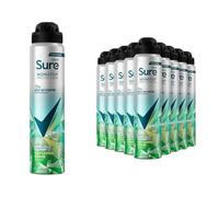 Sure Men Nonstop Protection Anti-Perspirant Deodorant Spray Iced Lemon & Sage, 250ml - 12 Pack 48H Sweat & Odour Control, Long-Lasting Fresh Citrus Scent, Daily Protection Deodorant Aerosol
