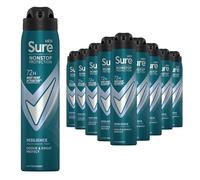 Sure Men Nonstop Protection Anti Perspirant Deodorant Spray Resilience, Pack of 12, Alcohol Free Deodorant for Men 72-Hour Odour and Sweat Protection, 250ml