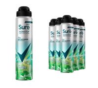 Sure Men Nonstop Protection Anti-Perspirant Deodorant Spray Iced Lemon & Sage, 250ml - 6 Pack 48H Sweat & Odour Control, Long-Lasting Fresh Citrus Scent, Daily Protection Deodorant Aerosol
