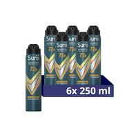 Sure Men Nonstop Protection Energise Anti-Perspirant Aerosol men's deodorant spray with Body Heat Activated technology for 72 hour protection against odour and sweat 6x 250 ml