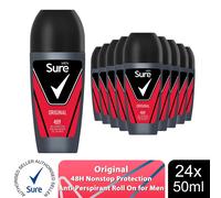 Sure Men Original Antiperspirant Roll On 48H Sweat & Odour Protection, 24x50ml
