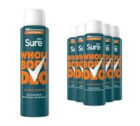 Sure Men Whole Body Deodorant Amber Woods 72H Protection 150 ml, 6 Pack - Aluminium Free Anti-Perspirant for All Over Body Use, Woody Masculine Fragrance, Dermatologically Tested