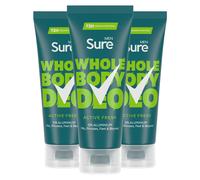 Sure Men Whole Body Deodorant Cream Active Fresh w/ 72H Odour Control 75ml, 3 Pk